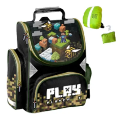 Produktbild von Goldkids - Rucksack Schulrucksack Teenager Kinderrucksack für Jungen und Mädchen mit Regenschutz - Pixel Game Motiv
