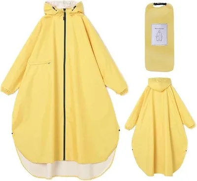 Productafbeelding van Famanu regenponcho voor dames - waterdicht, lichtgewicht, opvouwbaar, met capuchon, geel