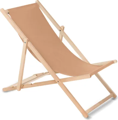 Produktbild von Liegestuhl aus Buchholz ohne Armlehne Sonnenliege Gartenliege 110kg HELL BRAUN