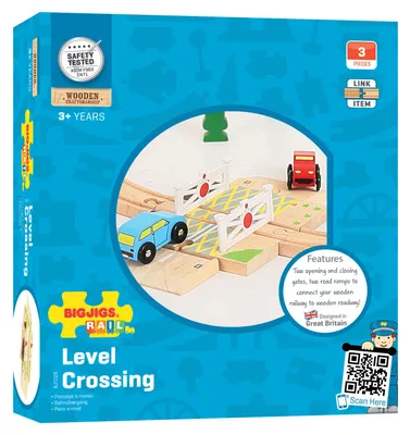 Produktbild von Bigjigs Rail Hölzerner Bahnübergang für Autos mit Schranken