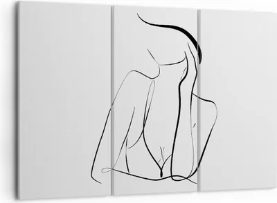 Produktbild von Bild auf Leinwand - Leinwandbild - 3 Teile - Frau Linien Minimalismus - 105x70cm - Wand Bild - Wanddeko - Wandbilder - Leinwanddruck - Bilder - Wanddekoration - Leinwand bilder - CE105x70-4488