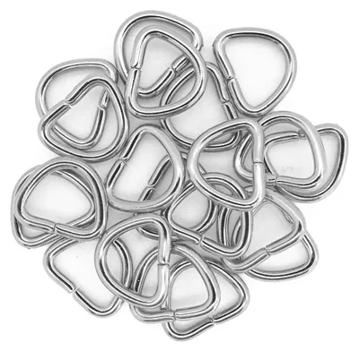 20 stabile Halbringe D-Ringe Metallring edelstahlfarben Größenwahl