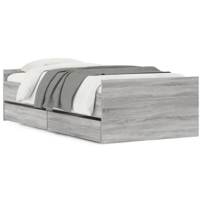 Produktbild von vidaXL Bettgestell mit Schubladen Grau Sonoma 90x190 cm
