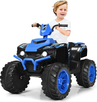 Immagine prodotto di COSTWAY 12V quad elettrico per bambini con fari, mini quad elettrico con musica e clacson, quad a 4 ruote per bambini 2,8-5 km/h, auto elettrica per bambini da 3 anni (blu)