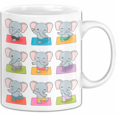Produktbild von Elefant Tier Tasse Geschenk Lustige Geschenkidee Spruch Elefanten Yoga (Weiß)