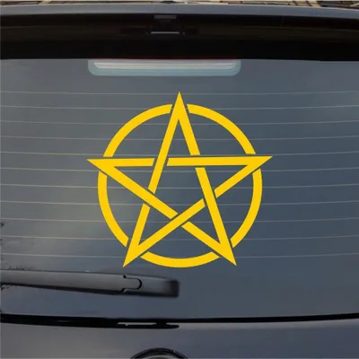 Produktbild von Heckscheibenaufkleber Pentagram Druidenfuß Gothic 54x51 cm Gelb Auto Aufkleber Sticker
