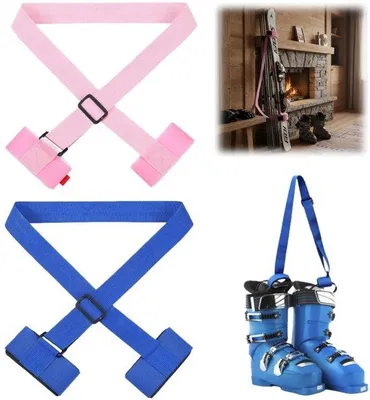 Image de Sangle de sac à dos pour sports d'hiver - Bleu/Rose - 120 x 5 cm