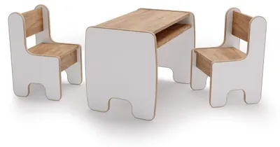 Immagine prodotto di Set Timi Tavolo per Bambini con Due Sedie in Rovere e Bianco