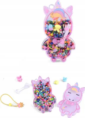 Produktbild von Kleines Perlenset Einhorn - Bunte Perlen zum Auffädeln & Armbänder Basteln Kinder