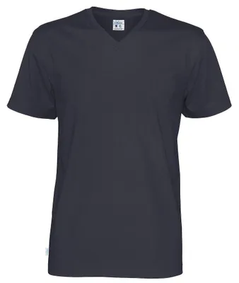 Produktbild von Cottover - T-Shirt für Herren/Damen Uni, V-Ausschnitt, Baumwolle ET549 (L) (Marine)