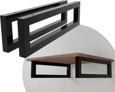 Produktbild von DIY Wandhalterung 2er Set Wandkonsole Wandkufen Rechteckhalter Waschtisch Regal Doppelregal 500x150 schwarz
