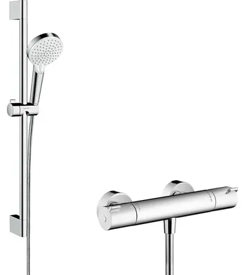 Immagine prodotto di hansgrohe Combinazione doccia Crometta Vario/ Ecostat 1001 CL/Unica 650 mm bianco/cromo, 1 pz.