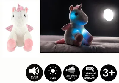 Produktbild von Träumer-Einhorn mit Flügeln, Plüschtier, 38 cm, batteriebetrieben, mit Licht und Sound, im Beutel