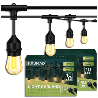 Produktbild von KRUMAD 20m LED Lichterkette 20 Kugel LED-Glühbirnen Warmweiß Modern Garten Innen Außen