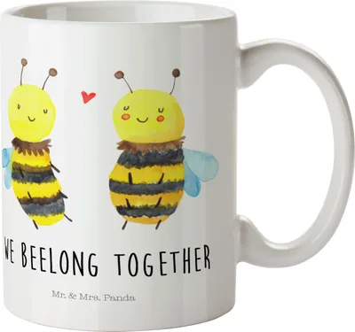 Produktbild von Mr. & Mrs. Panda Mehrwegbecher Biene Verliebt - Weiß - Geschenk, Haferl, Plastikbecher, Hummel, Pott, Kindertasse, Trinklernbecher