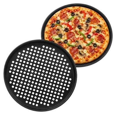 Pizza-Backplatte 32 cm, perforiert, antihaftbeschichtet, 2 Stück