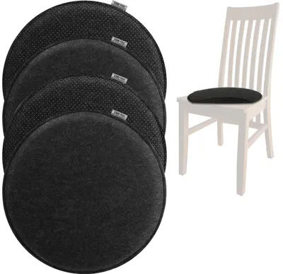 Produktbild von com-four® 4x Sitzkissen aus Filz Ø 40 cm - gepolstertes Stuhlkissen - runde Sitzpolsterauflage für Esszimmer, Garten, Balkon - rutschfeste Unterseite mit Anti-Slip