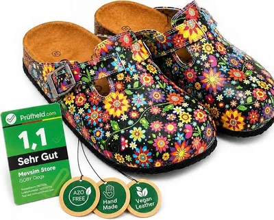 Produktbild von Goby Clogs Schuhe für Damen – Handgefertigte - Mädchen- und Damenschuhe für den Alltag - Farbiger Druck - Bequem & Langlebig - EVA-Sohle – Grundschul-Zeichnungen