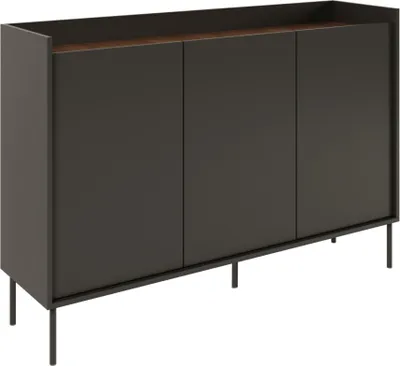 Produktbild von Selsey Tovi - Sideboard 3-türig, 140 cm, Schwarz / Holzoptik Nussbaum