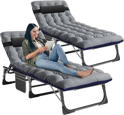 Imagen del producto de Conjunto de 2 tumbonas plegables para jardín, playa o piscina