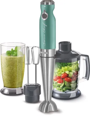 Obrázok produktu pre SENCOR SHB 5601GR-EUE3 tyčový mixér 4 v 1, technológia TITANIUM QuadBlade, príkon 1 200 W, regulácia rýchlosti (20 rýchlostí), 800 ml mixovacia nádoba s vekom, sekáčik 1 250 ml