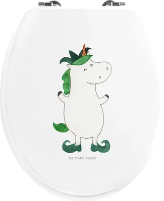 Produktbild von Mr. & Mrs. Panda Toiletten-Sitz Einhorn Joker - Weiß - Geschenk, klo deckel, Hofnarr, WC-Sitz, Toilettenbrille, WC Brille, Unicorn, Mittelalter, Gaukler, Einhörner, Sitz