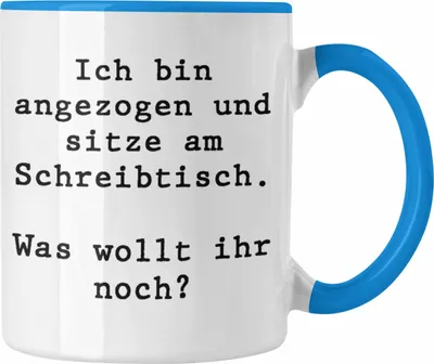 Produktbild von Trendation - Lustige Tasse für Kollegen Kollegin Spruch Witzig Arbeit Tasse Bürotasse Kaffeebecher Becher für Büro Lustig Spruch (Blau)