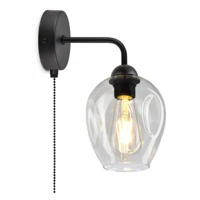 Produktbild von LUXOLAR Wandlampe mit Schalter Glasschirm Transparent E27 60W - Wandleuchte Innen für Wohnzimmer, Küchen - Wandbeleuchtung