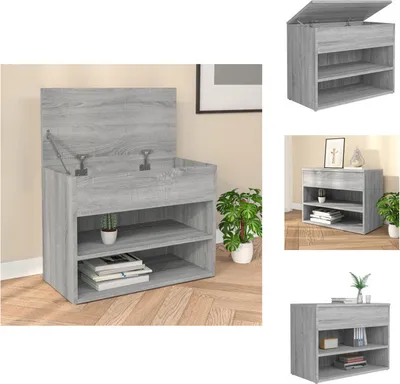 Obrázek produktu pro vidaXL Lavice na boty šedá Sonoma 60x30x45 cm Materiál na bázi dřeva - Regály a skříně na boty