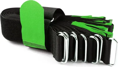 Produktbild von 10 x Klettkabelbinder 40 cm grün - Klett / Flausch auf GLEICHER SEITE! - Metallöse Goodymax®