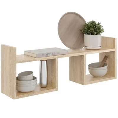 Produktbild von Hängeregal Eiche Sonoma – Modernes Wandregal mit offenem Stauraum, Praktische Ablage für Wohnzimmer, Büro und Schlafzimmer
