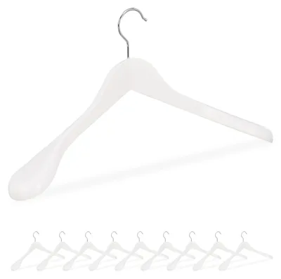 Image de Lot de 20 cintres pour costumes, épaules larges, crochet pivotant à 360°, costumes, vestes, cintres en bois, blancs