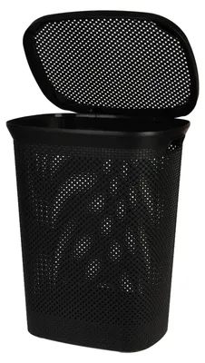 Image de Panier à linge Coffre à linge avec couvercle Noir 60L
