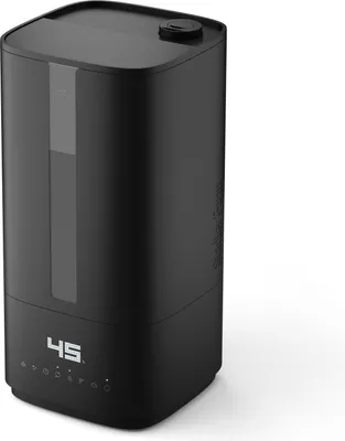 A black humidifier with a digital display.