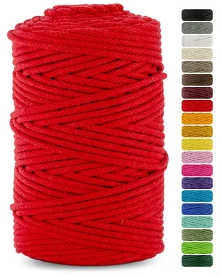 Obrázek produktu pro Bavlňák, 3 mm, červený, 100 metrů, určený k háčkování košíků – rozměr 3 mm/100 m