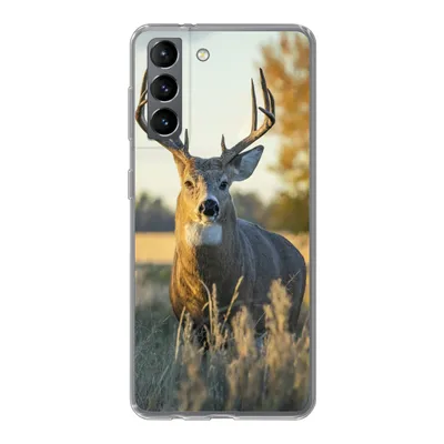 Produktbild von MuchoWow® Handyhülle Schutzhülle Hülle für Samsung Galaxy S21 Hirsche - Gras - Herbst - Geweih - Natur - Tiere Silikon Softcase Handy Hülle - Softcase