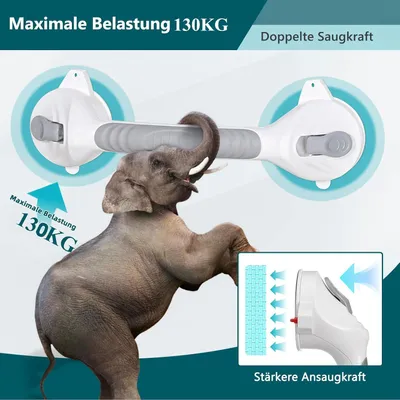 Produktbild von Haltegriff Dusche Ohne Bohren 2 Stück, Saugnapf Duschgriff 38 cm, Für Badewanne Toilette Küche