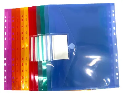 Obrázok produktu pre Omgoods – 12 plastových priečinkov formátu A4, vodeodolných, v 6 farbách, s 11 otvormi