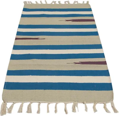 Immagine prodotto di Kilim indiano autentico moderno e originale, fatto a mano, 80x50 cm