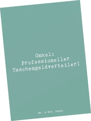 Produktbild von Mr. & Mrs. Panda Postkarte Spruch Onkel Taschengeld - Meeresbrise - Geschenk, Grußkarte, Familienmitglied, Familienmitglieder, Jubiläen, Familienangehöriger, Postkarten