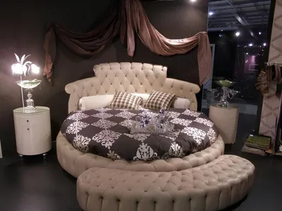 Produktbild von Rundes Bett Rund Design Betten Leder Doppel Luxus Hotel Gestell Schlaf Zimmer