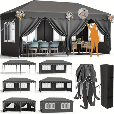 Produktbild von Pop-up-Pavillon – Faltzelt – Partyzelt – Marktzeltt – Gartenpavillon – Grau – 3 x 6 Meter