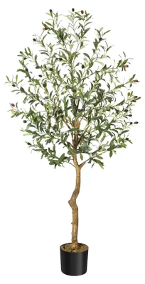 Immagine prodotto di Olivo artificiale - Pianta sintetica in vaso - Altezza 152 cm - Foglie e olive realistiche - Per interni - Decorazione per la casa e l'ufficio