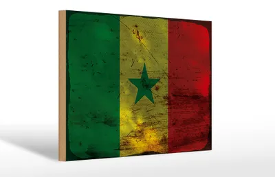 Produktbild von Holzschild Flagge Senegal 30x20cm Flag of Senegal Rost
