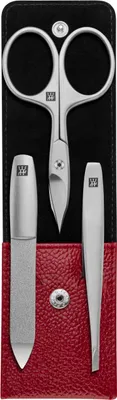 Zdjęcie produktu dla Zestaw do manicure 3 elementy skórzane etui czerwone Zwilling Twinox