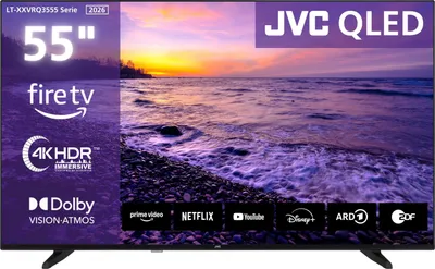 JVC Fernseher 55 Zoll Fire TV 4K QLED Smart TV mit Dolby Vision HDR, Dolby Atmos und Alexa Built-In