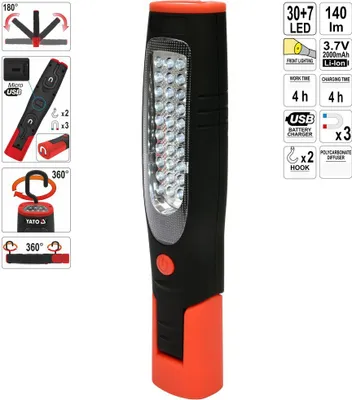 Produktbild von Arbeitslampe Akku  Werkstattlampe Stablampe Handlampe Leuchte Lampe 30 + 7 Led 2000 Mah