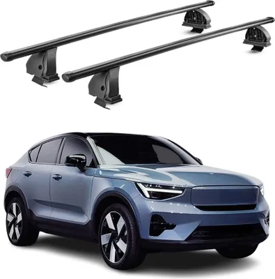 Image de Barres de toit transversales acier pour Volvo C40 2022-2026 75 kg Noir 2Pcs
