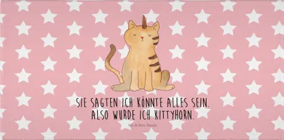 Produktbild von Mr. & Mrs. Panda Handtuch Einhorn Katze - Rot Pastell - Geschenk, gesichtstuch, Flauschtuch, Regenbogen, Glitzer, Unicorn, kleines, Mieze, Frotteehandtuch, 50x100