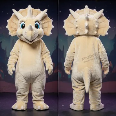 Produktbild von Cremfarbener MASTICOT Breitschultriger Triceratops-Maskottchen